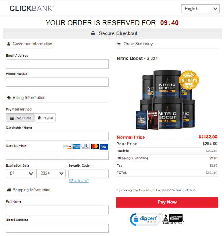 Nitric Boost Ultra Order Page